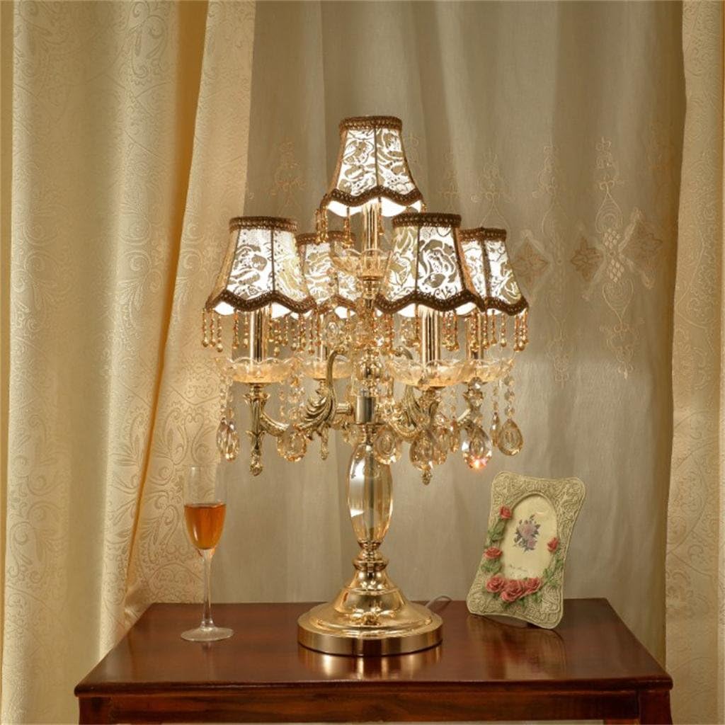 @Uncle Sam LI Crystal Table Lamp, Luxury High-Grade Gold Table Lamp with The Crystal and Fabric Lampshade for in The Living Room Bedroom Bedside Home Decorative Lights