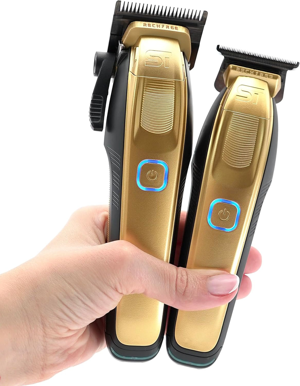 Supreme Trimmer 2-in-1 Recharge Hair Clipper & Beard Trimmer Combo | 7500 RPM, Removable Battery, Smart USB Charging Base | STC779 + ST777