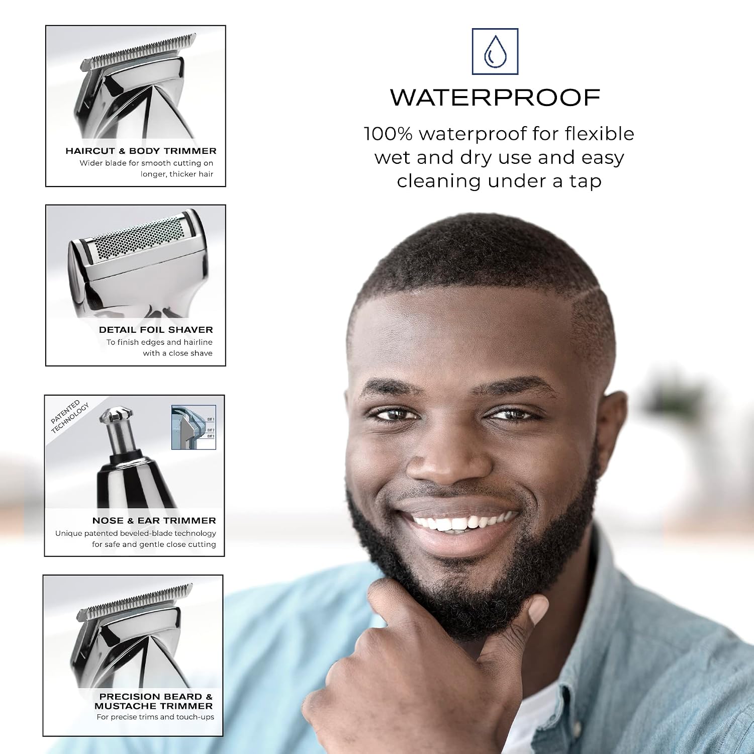 ConairMAN Ultimate Trim Precision All-in-One Beard Trimmer for Men, for Body, Face, Ear and Nose Hair Trimmer, 18 piece Men's Grooming Kit, Cordless/Rechargeable