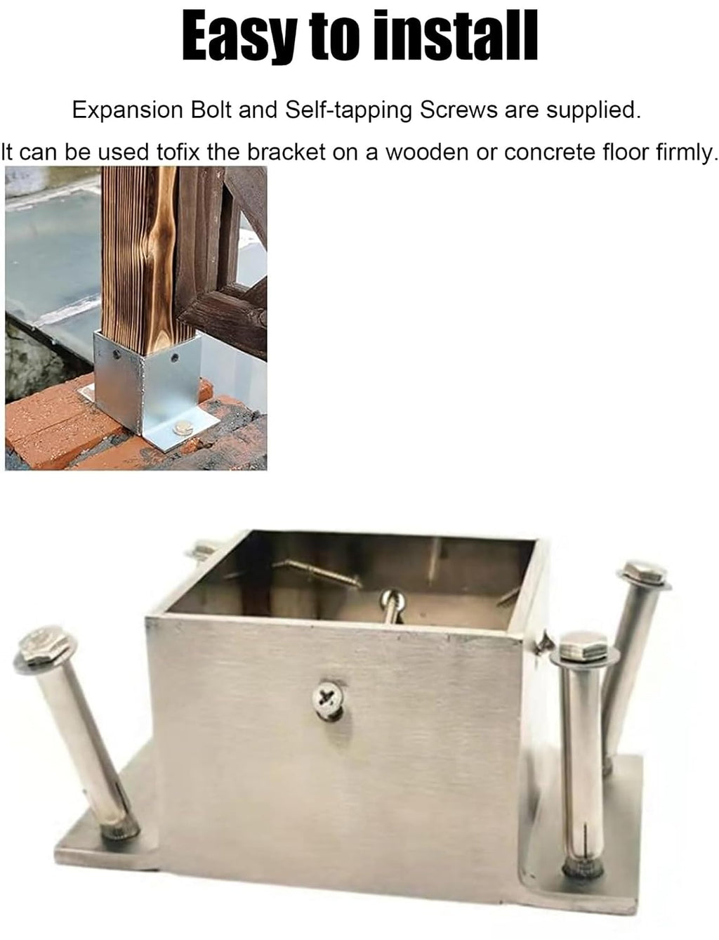 Square Column Base,Pergola Brackets Kit,Adjustable Post Base for Deck Railing,Wooden Fence,Handrails,Porch, Mailbox,Concrete Floor Mounting,Height 8cm(11.5x11.5x8cm/4.5x4.5x3.1in)