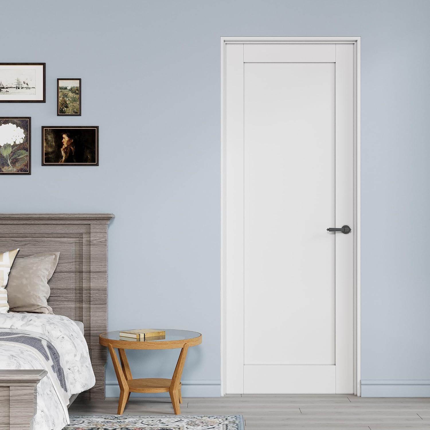 30' x 80' Prehung Door White Primed Panel Slab Doors with Jamb Kit, Solid Core MDF Interior Door for Bathroom Pantry Laundry, Easy Assemble - Right Handed