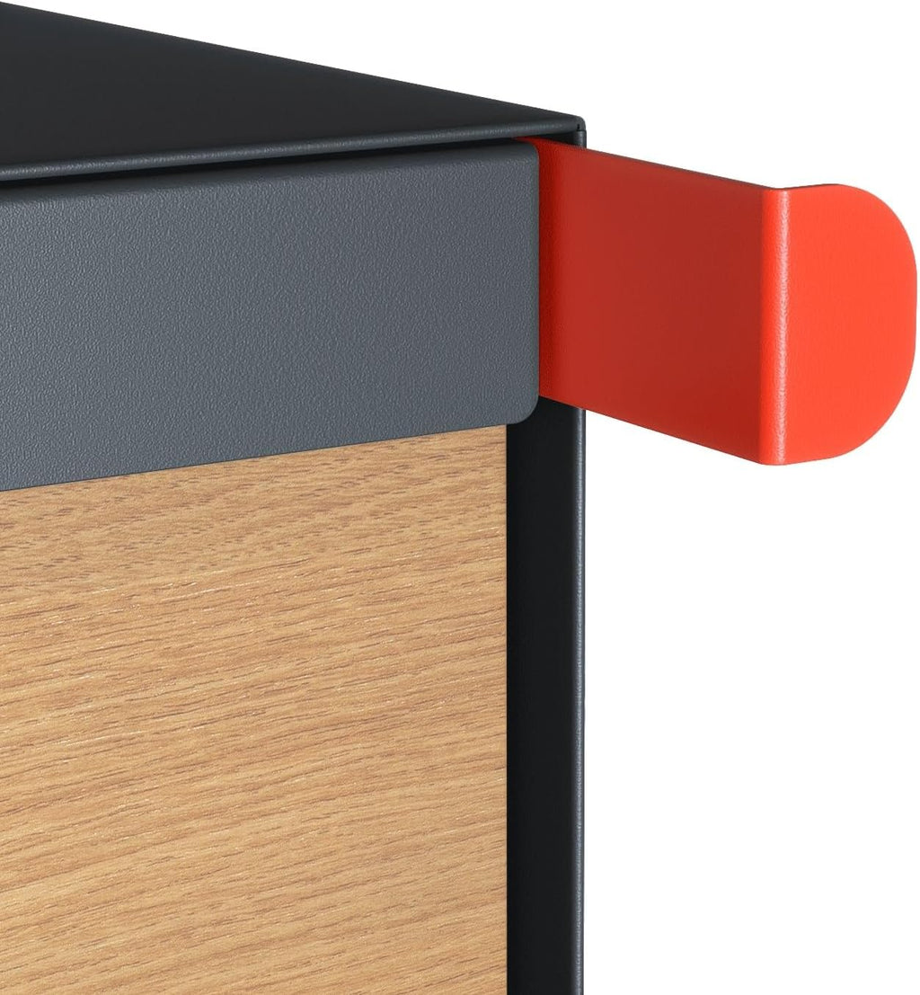 Modern Anthracite Stand Mailbox with Pine Flap - Town Square by Bravios