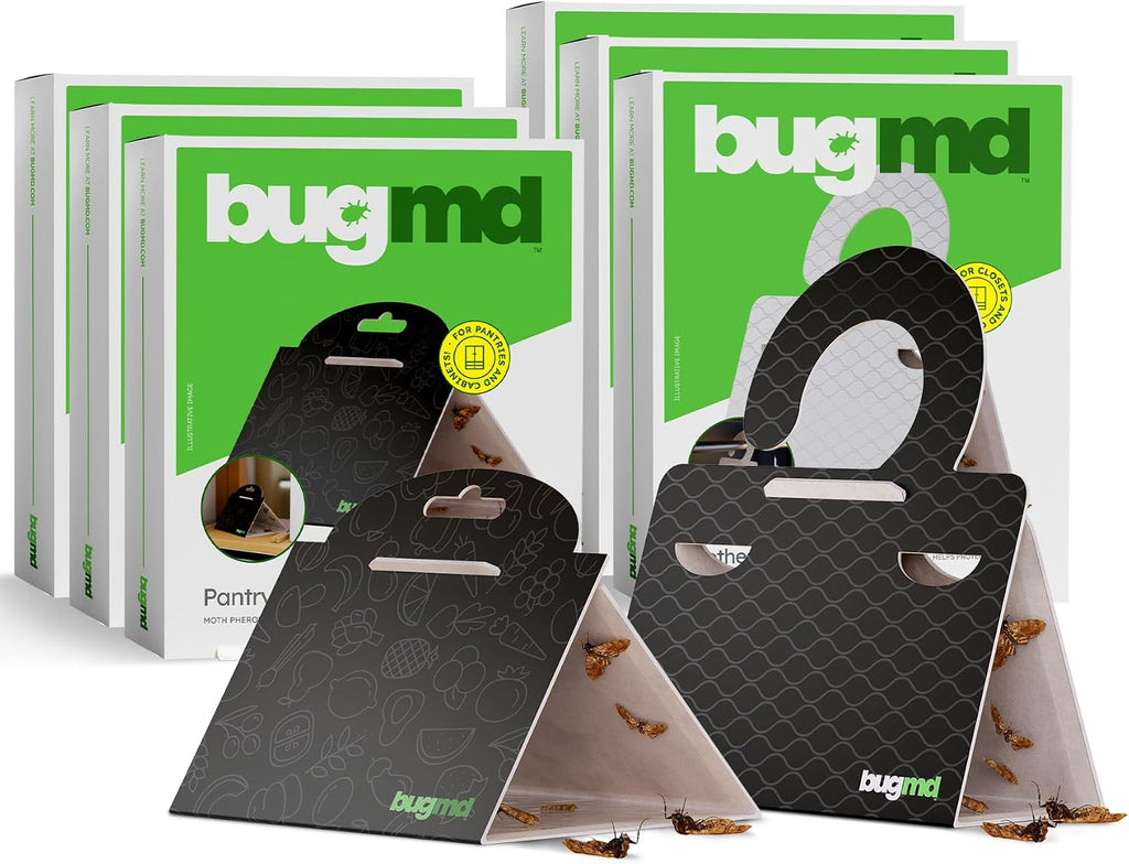 BugMD Clothes Moth Boss Traps (18 Count, Black) and Pantry Pest Patrol (18 Count, Black) Bundle