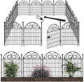 Getlay Tall Garden Animal Barrier Fence with Gate, 36 in(H)×30.6 Ft(L) 14 Panels Dog Digging Fence Barrier, Black Heavy Duty Metal Temporary Fences, Reusable Defense Fencing for Outdoor Yard│Patented