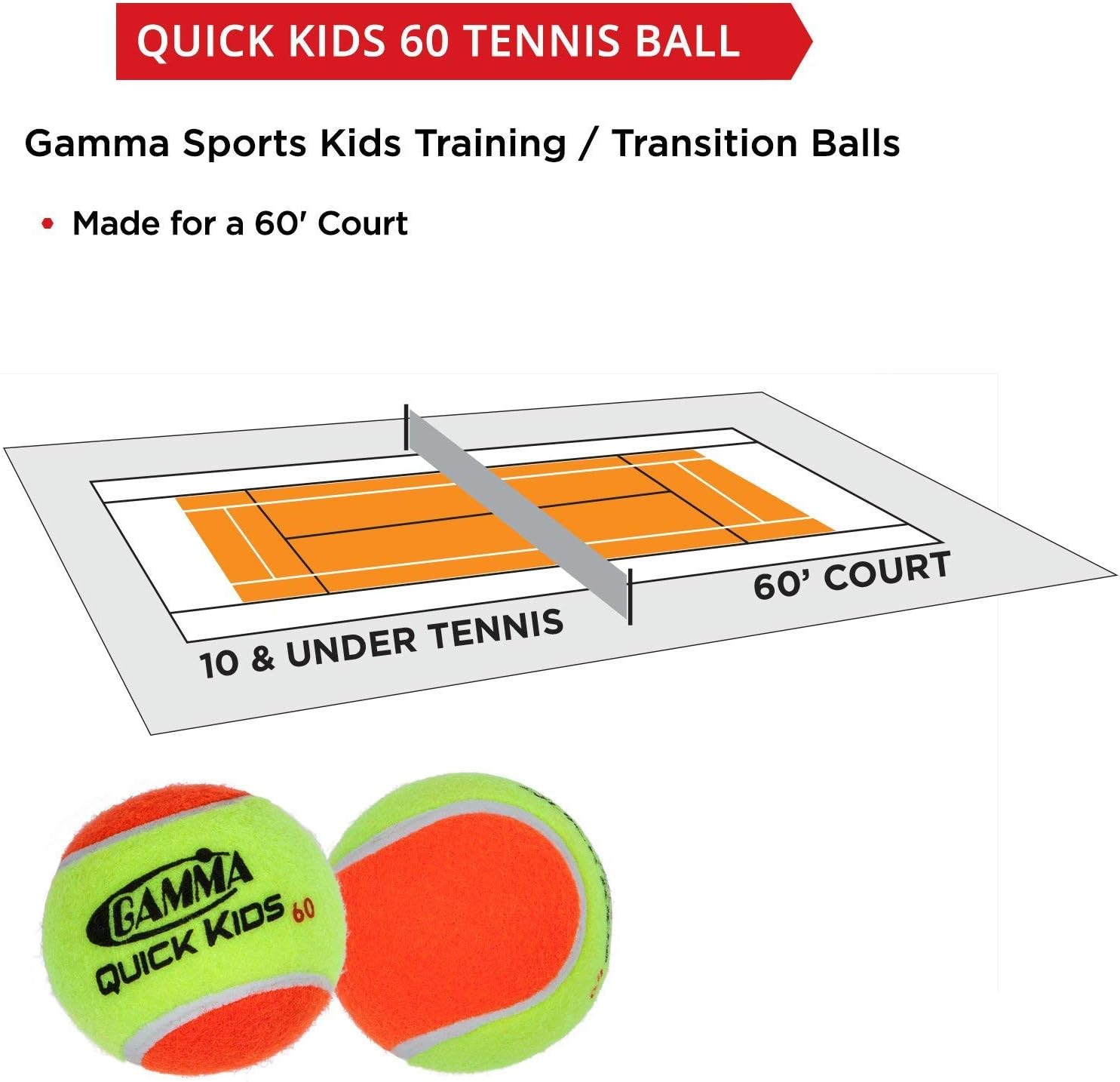 Gamma Quick Kids 25' Inch Junior Tennis Racquet Set or Kit Bundled with a Bucket of 48 Kids Orange/Yellow Felt Training Transition Balls