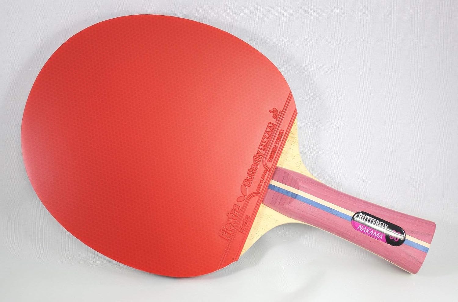 Butterfly Nakama S-3 Table Tennis Racket with 2 Balls - Carbon Blade - Flextra 1.9mm Rubbers - ITTF Approved