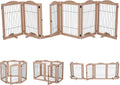 Arf Pets Freestanding Dog Gate with Door, 6 Panel 360° configurable Wooden Wire Fence, 132' Wide, 31.5' Tall, Foldable, Five Support Feet Included, for The House - Indoor Use