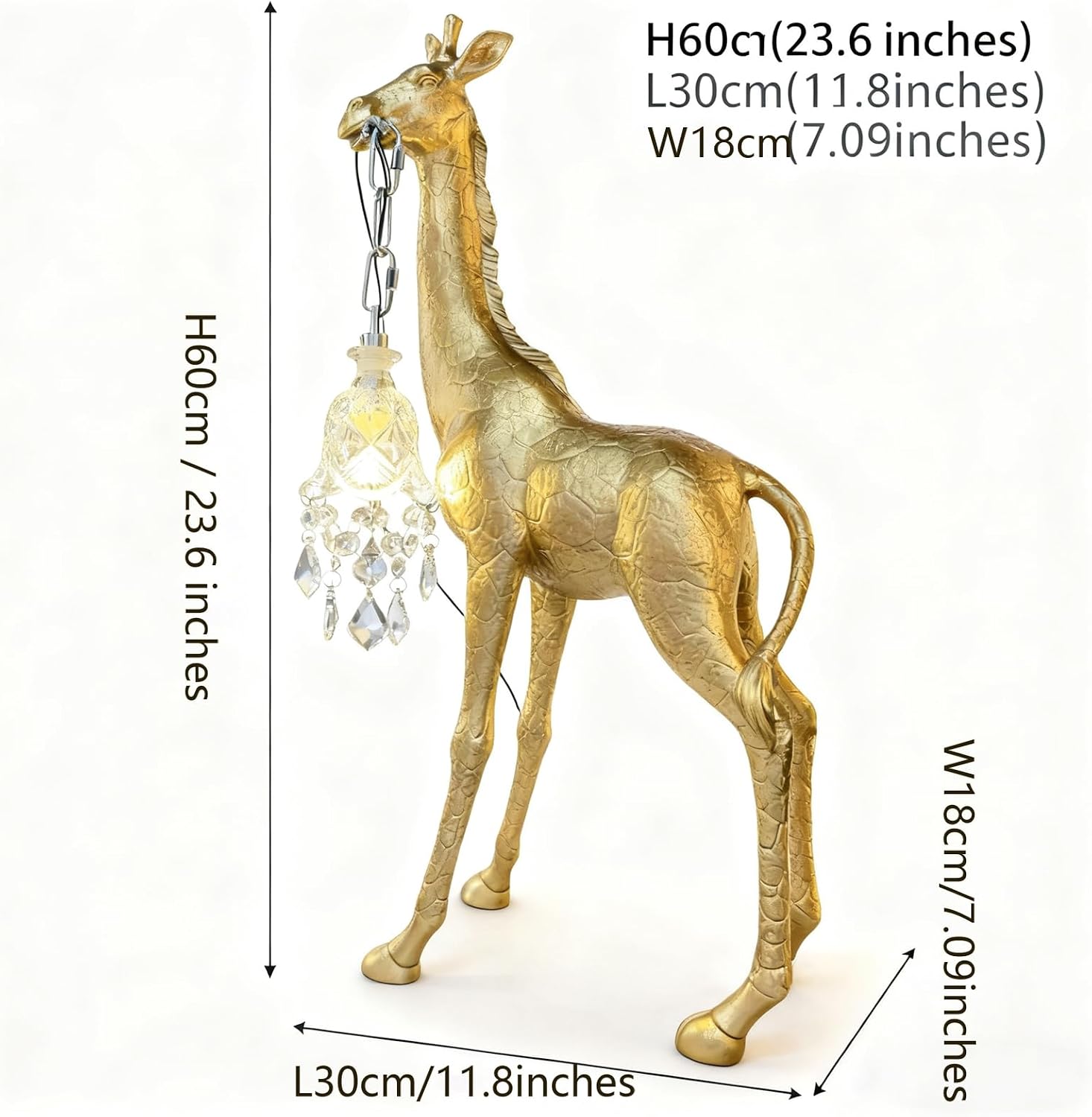 Resin Big Giraffe Table Lamp,H23.6in,Cute Animal Decor Lamp for Bedroom Living Room, Eye-Caring LED Light with Crystal Lampshade for Kids Adults (Gold H23.6)