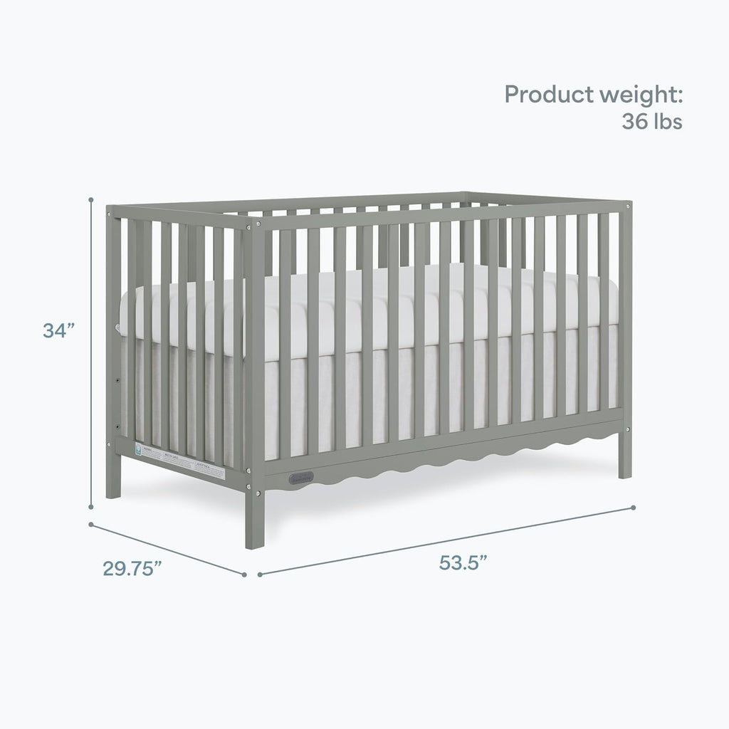Dream On Me Synergy Wave 5-in-1 Convertible Crib, GREENGUARD Gold, Seagrass