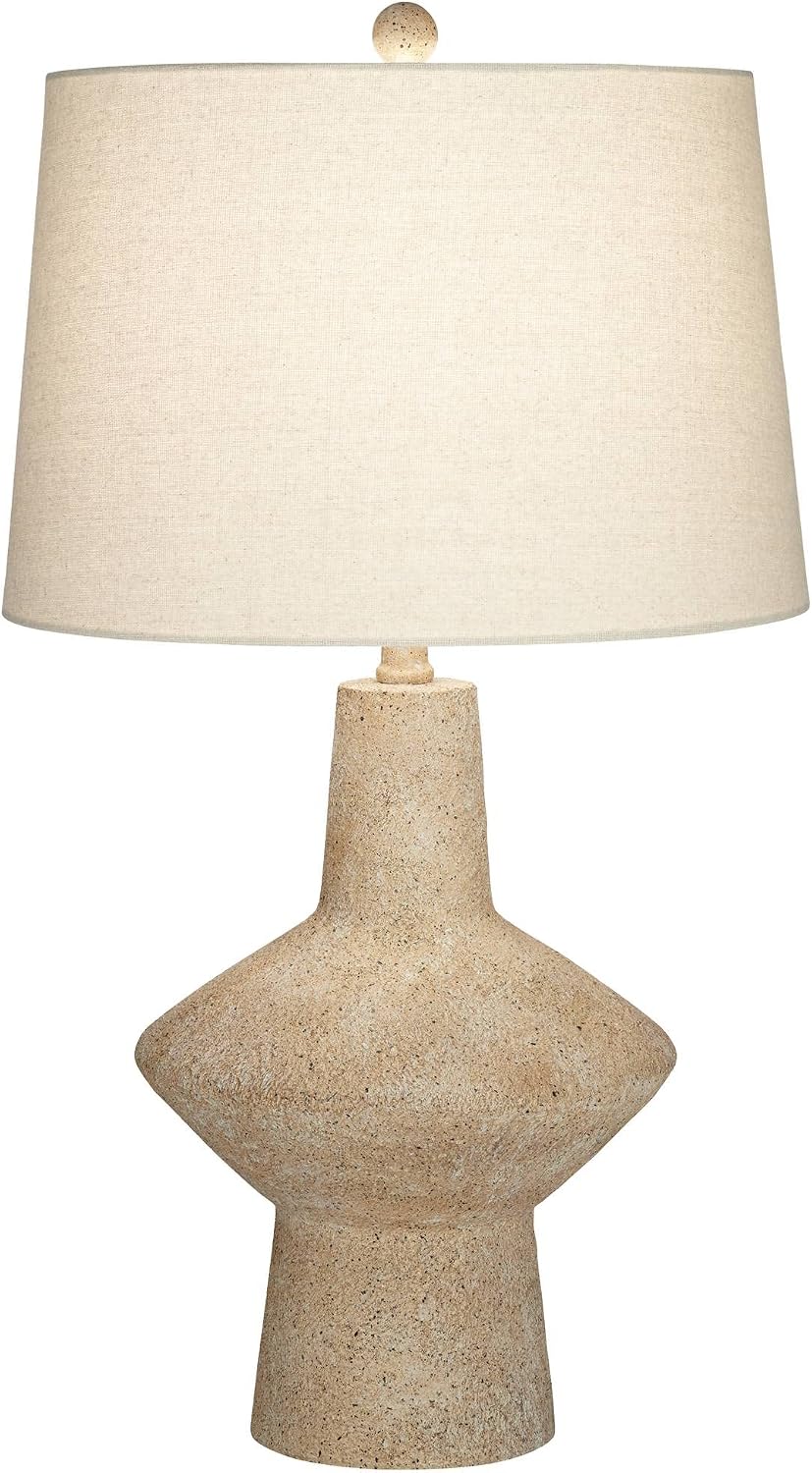 360 Lighting Cozumel 26 3/4' Tall Geometric Rustic Mid Century Modern Coastal Table Lamps Set of 2 Beige Living Room Bedroom Bedside Nightstand House Office Home Reading Off-White Shade