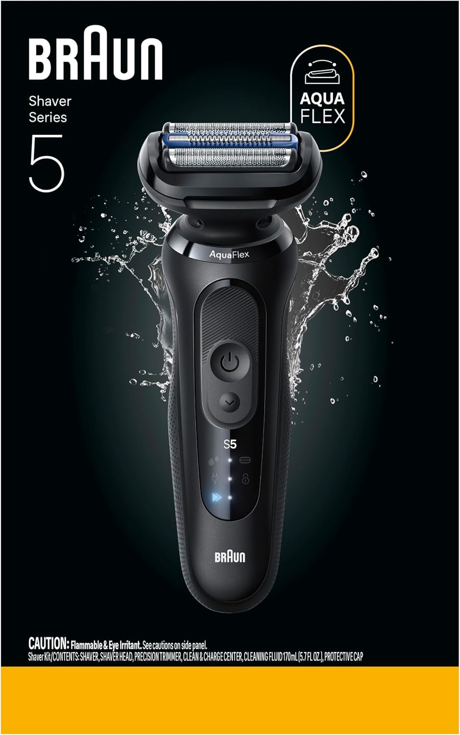 Braun Series 5 Electric Shaver for Men, Wet & Dry Foil Razor, 4-in-1 Clean & Charge Center, Precision Trimmer Attachment, Replacement Shaver Head, Black 5165ps
