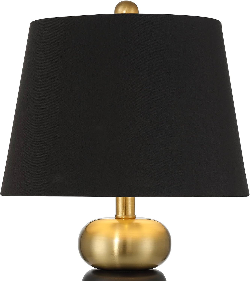 360 Lighting Anthem 21 3/4' High Small Modern Accent Table Lamp Black Gold Brass Finish Metal Single Fabric Black Shade Living Room Bedroom Bedside Nightstand House Office Home Reading Kitchen