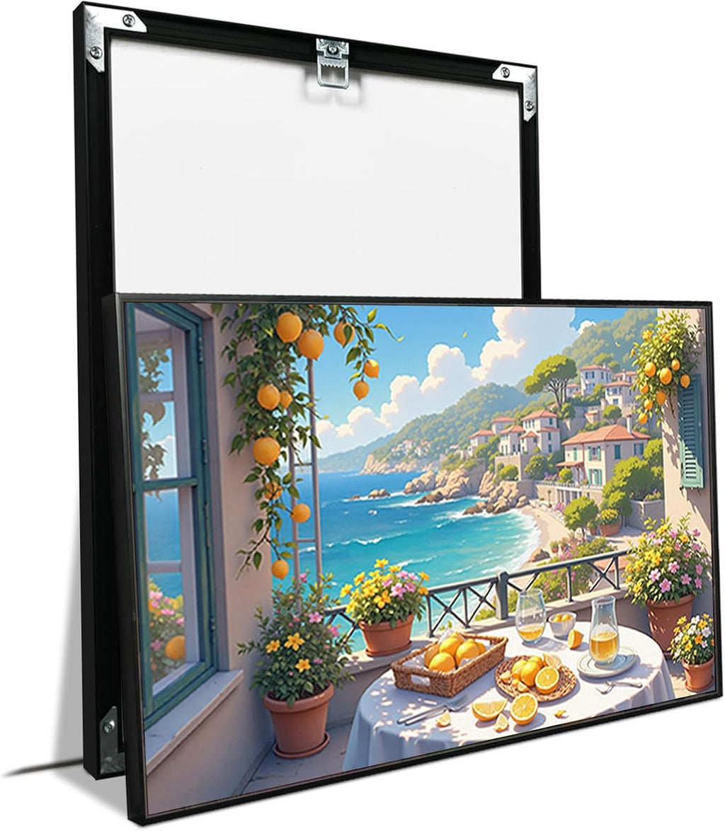 Italian Amalfi Coast Lemon Tree Garden Mediterranean Wall Art Travel Poster | Metal Framed canvas, for resort suites, mediterranean style, guest suite decor, mediterranean vacation vibe