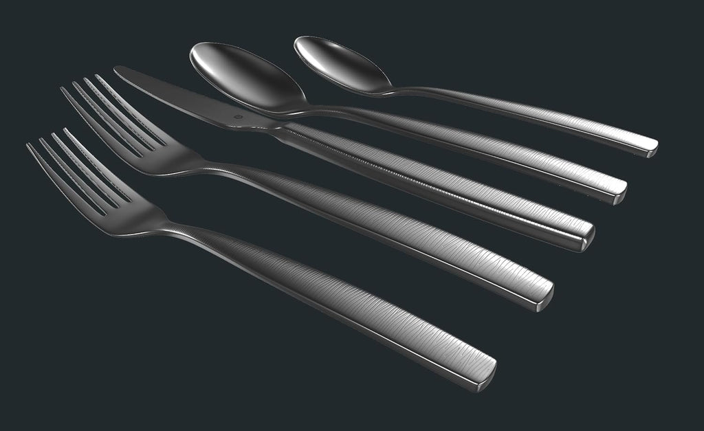 DANIALLI Engraved Silverware Set for 6 | 18/10 Stainless Steel Flatware with Mirror Finish and Engraved Handles | Heavy-Duty, Dishwasher Safe, Built to Last (30-Piece, Mezzano Engraved)