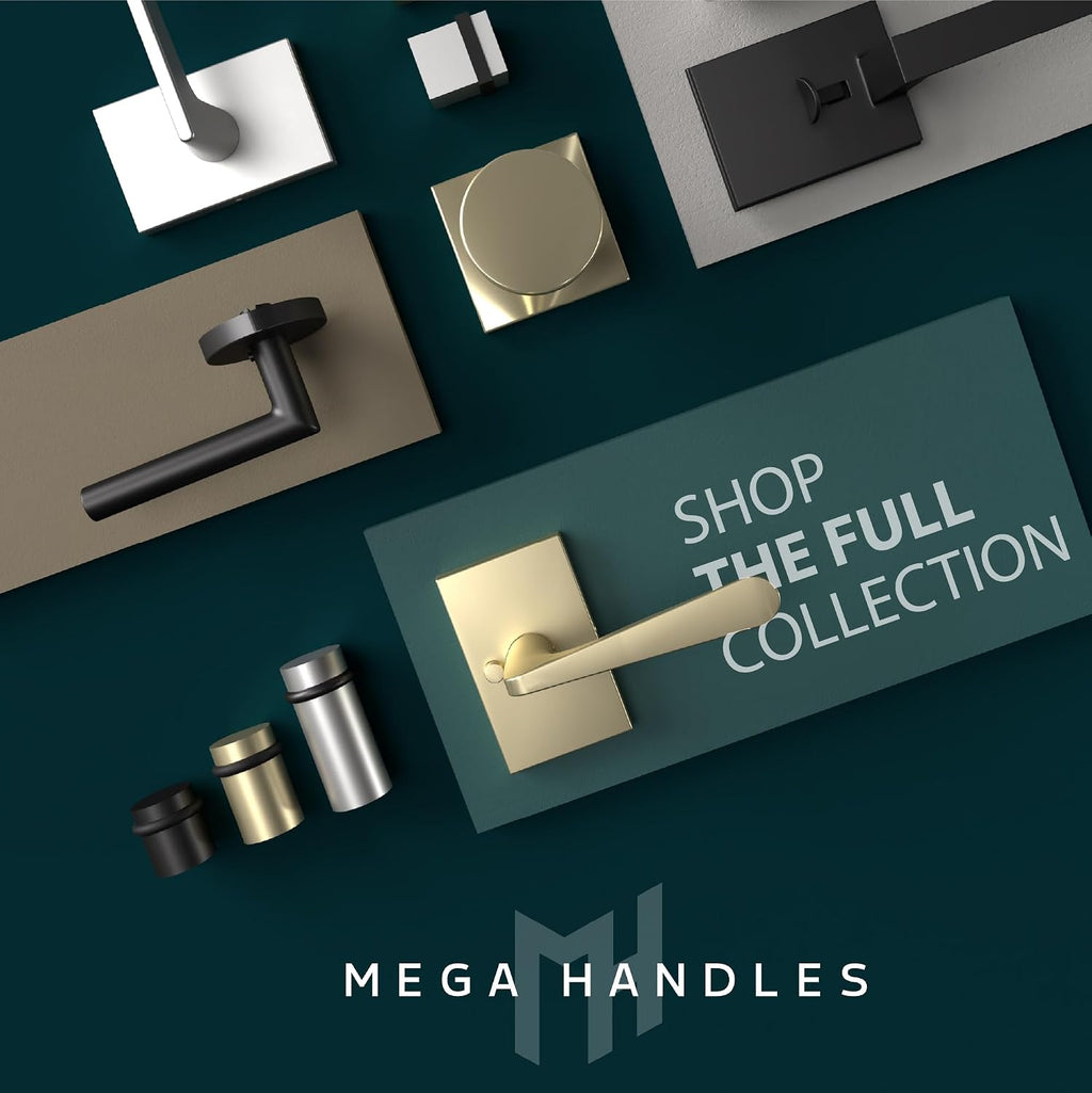 Mega Handles Schein Passage Door Handle - 3 Pack Reversible Black Door Handle, Heavy Duty No Lock Door Handles Interior for Closet & Hallway, Fits All Standard Door Sizes - Matte Black