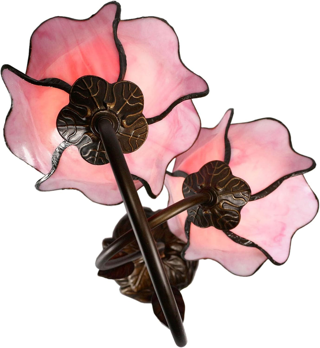 Dale Tiffany TT12146 Poelking 2-Light Pink Lily Table Lamp, 12' x 12' x 21', Bronze