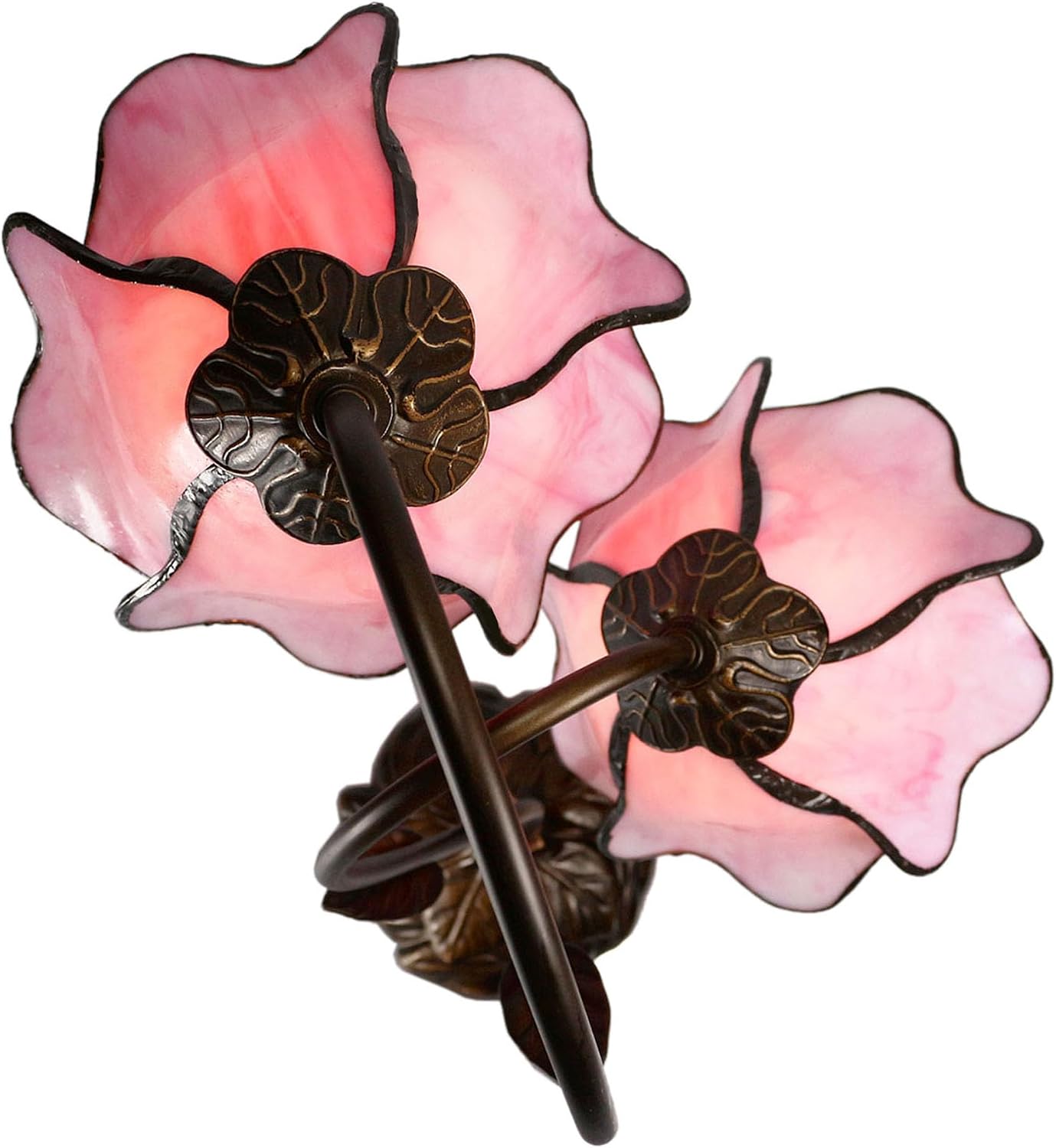 Dale Tiffany TT12146 Poelking 2-Light Pink Lily Table Lamp, 12' x 12' x 21', Bronze