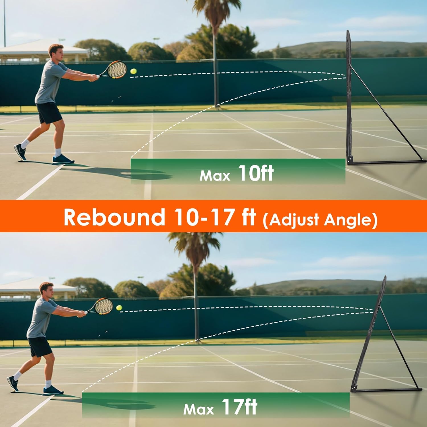 Tennis Rebound Practice Wall - 12ft x 6ft Rebounder Net for Tennis & Racquet Sports Ball & Pickleball, Training Tennises Backboard Net for Court Backyard and Indoor & Outdoor Training, Black