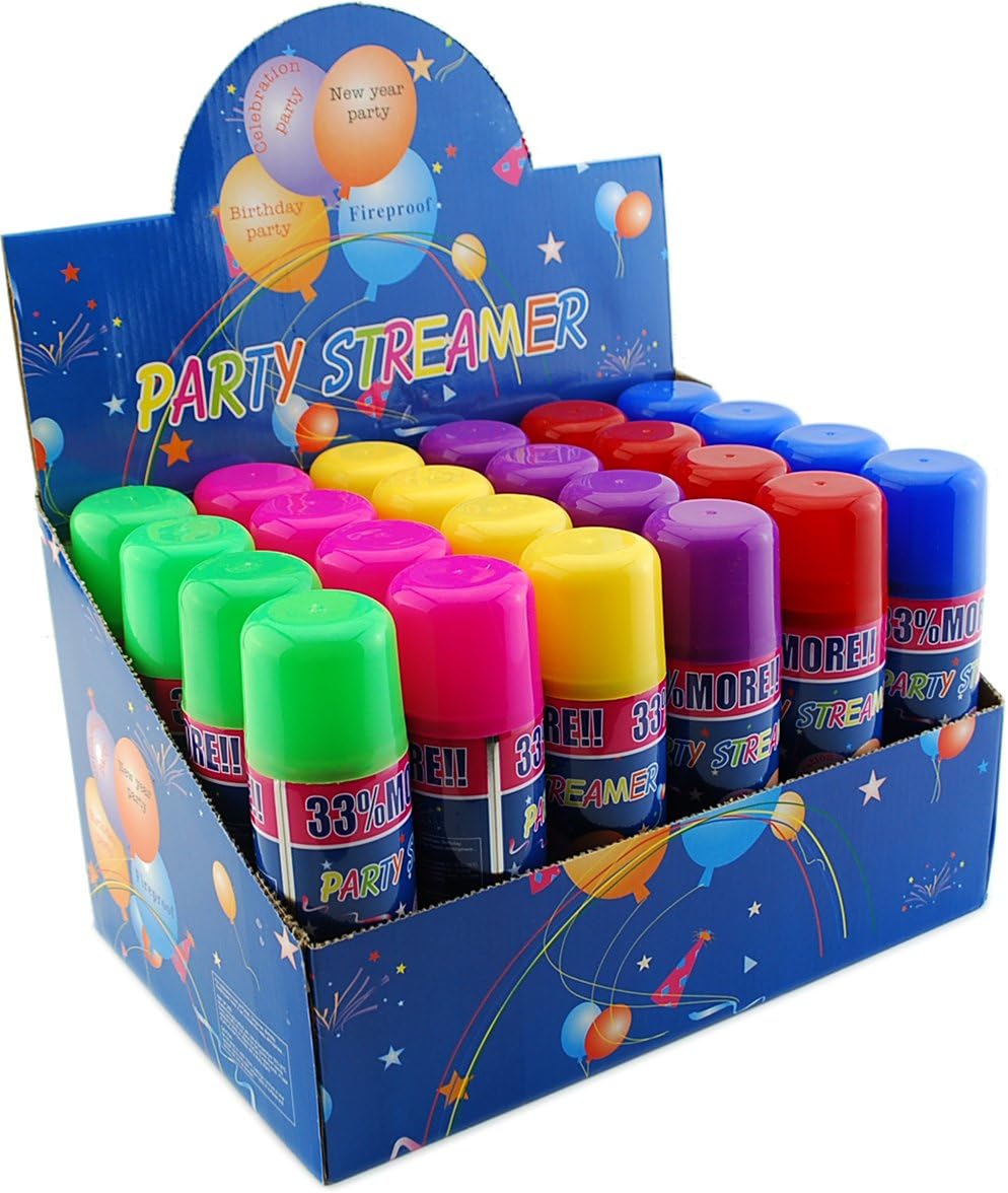 72 Pack of Party Streamer Spray String in a Can Children's Kid's Party Supplies, Perfect for Parties/Events