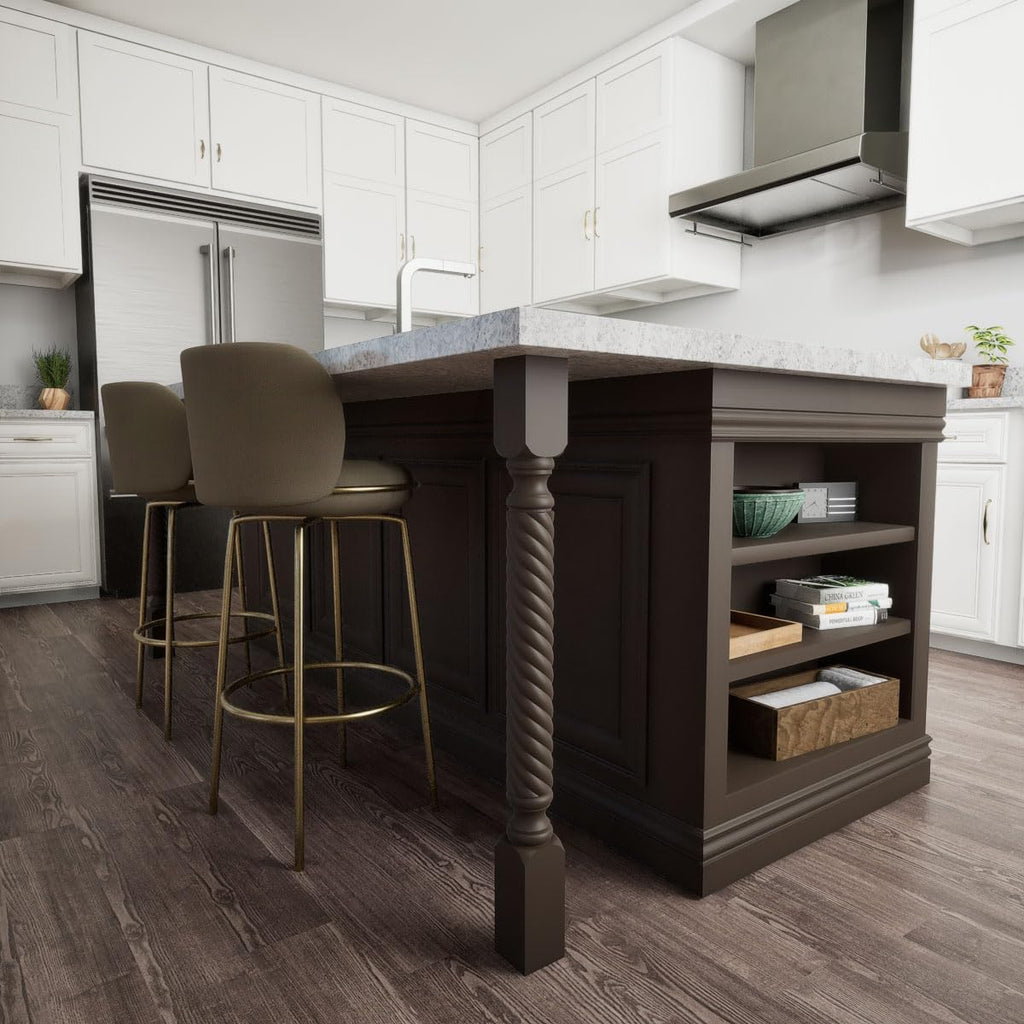 Ekena Millwork COL03X03X35HAMA Hamilton Rope Cabinet Column (Top Block: 6 1/8', Bottom Block: 7 1/8'), 3 3/4'W x 3 3/4'D x 35 1/2'H, Maple