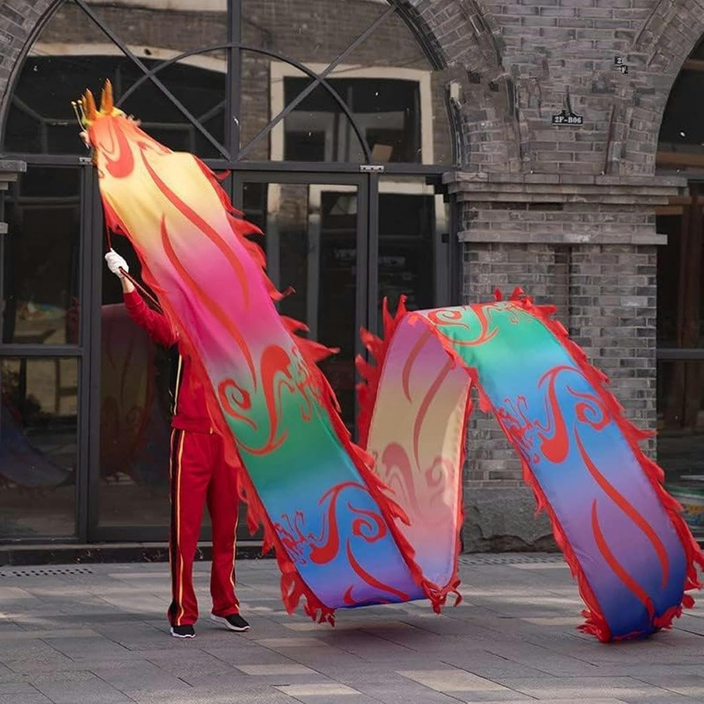 Chinese Dragon Dance 3D Dragon Ribbon Streamer Traditional Colourful Chinese Dragon Dance Colorful Dragon Silk 6m/8m Fitness Dragon Dance Interesting