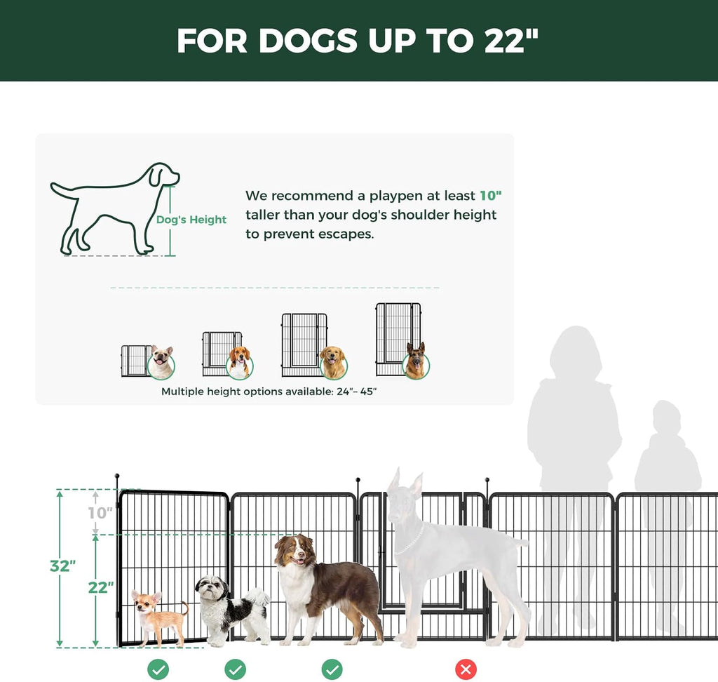 FXW Instant Unleashed Dog Playpen, Portable Pet Fence for Outdoor, RV Trips, and Camping, 32 inch, 16 Panels for Small and Medium Dogs with RV Step Grid│Patented