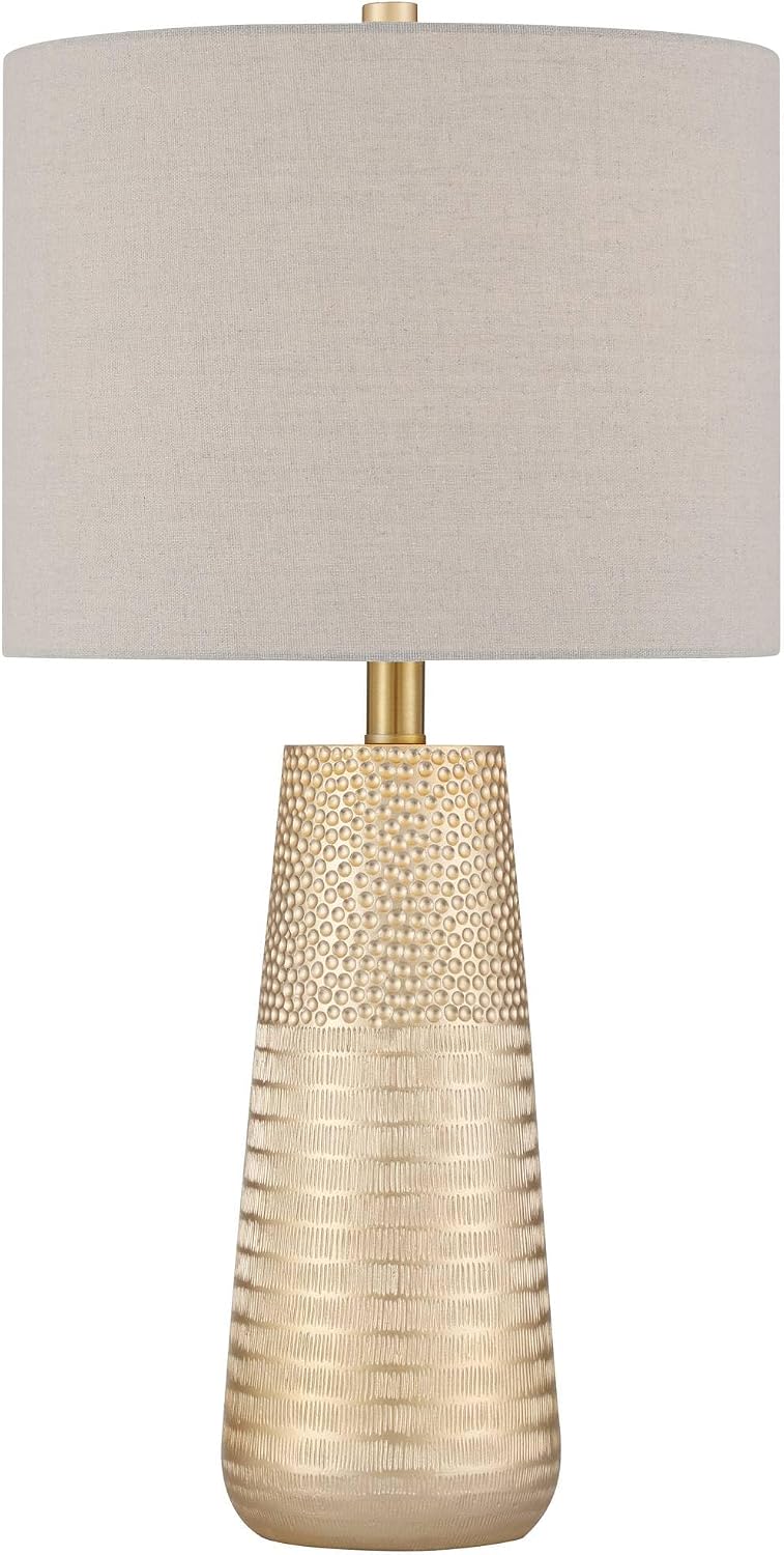 360 Lighting Mira 25 1/4' High Modern Table Lamps Set of 2 Textured Gold Finish Fabric Oatmeal Shade Living Room Bedroom Bedside Nightstand House Office Home Reading Kitchen Entryway Console