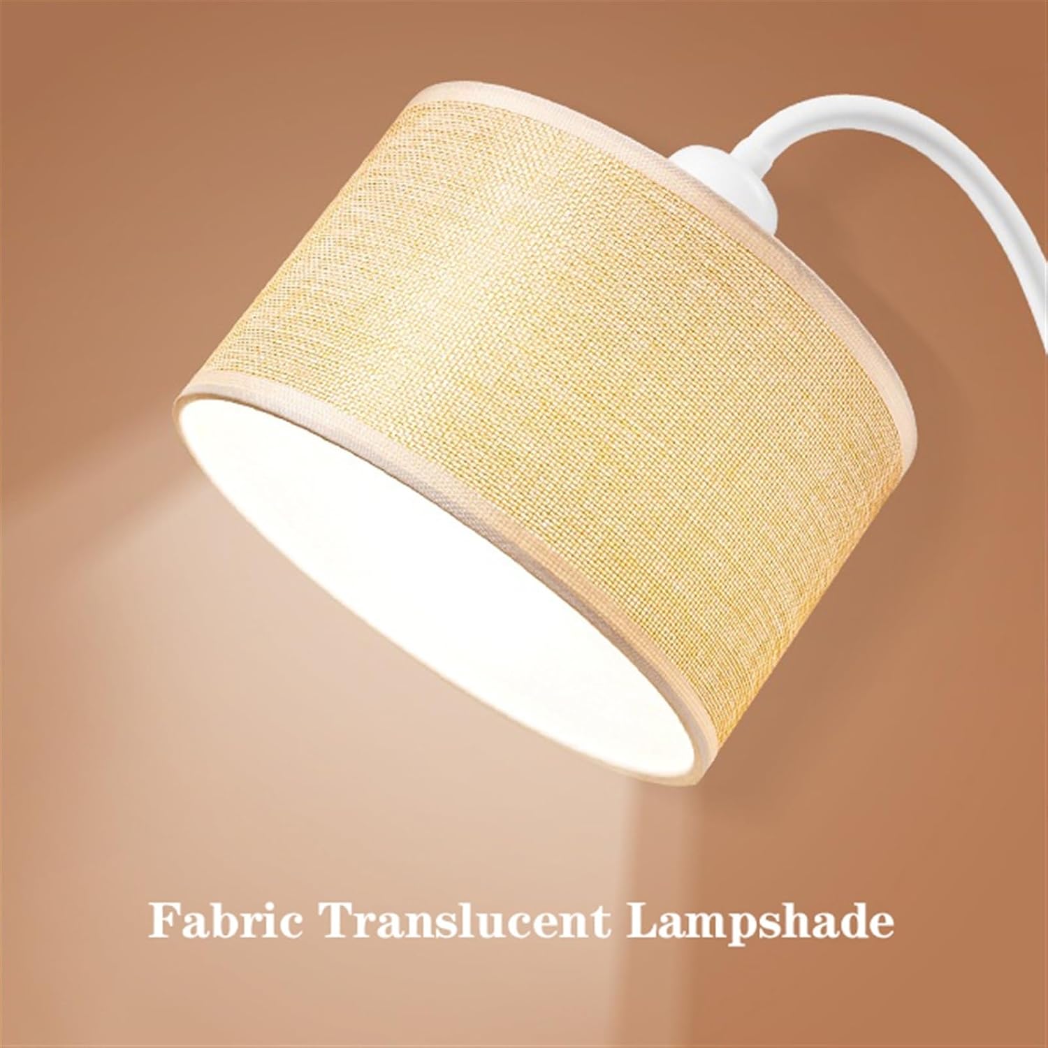 Table Lamps LED Desk Lamp with Fabric Lampshade, 360° Adjustable Desk Lamp Reading Light with Pen Holder and Phone Holder, for Home Office, 59' Power Cord Nightstand Lamps