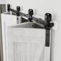 CCJH 108' Bi-Folding Sliding Barn Door Hardware Kit for 4 Doors,Slide Smoothly Quietly,Black Track J Shape Roller,No Door