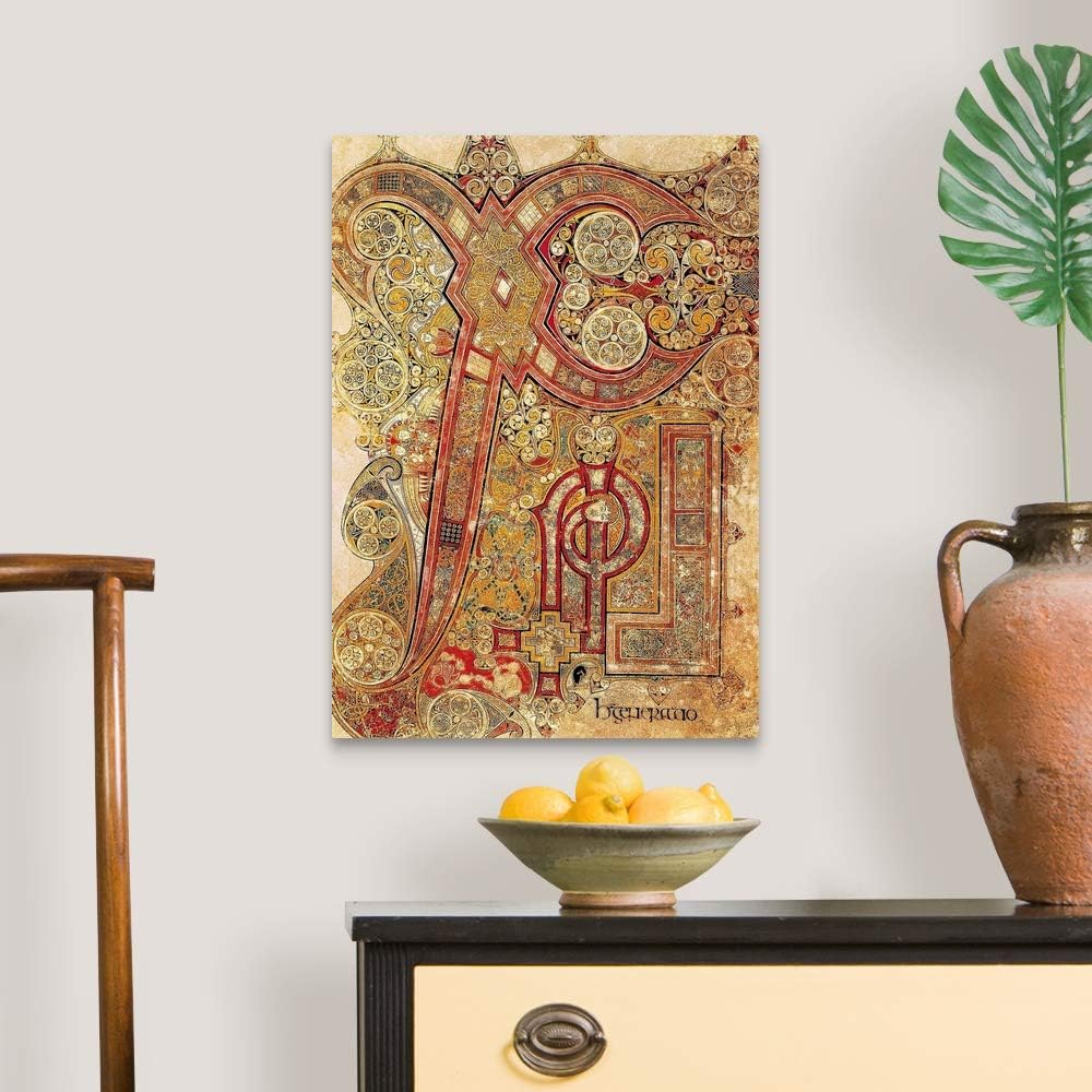 GREATBIGCANVAS Book of Kells. 8th-9th c. Chapter Letter Canvas Wall Art Print, History Home Decor Artwork,