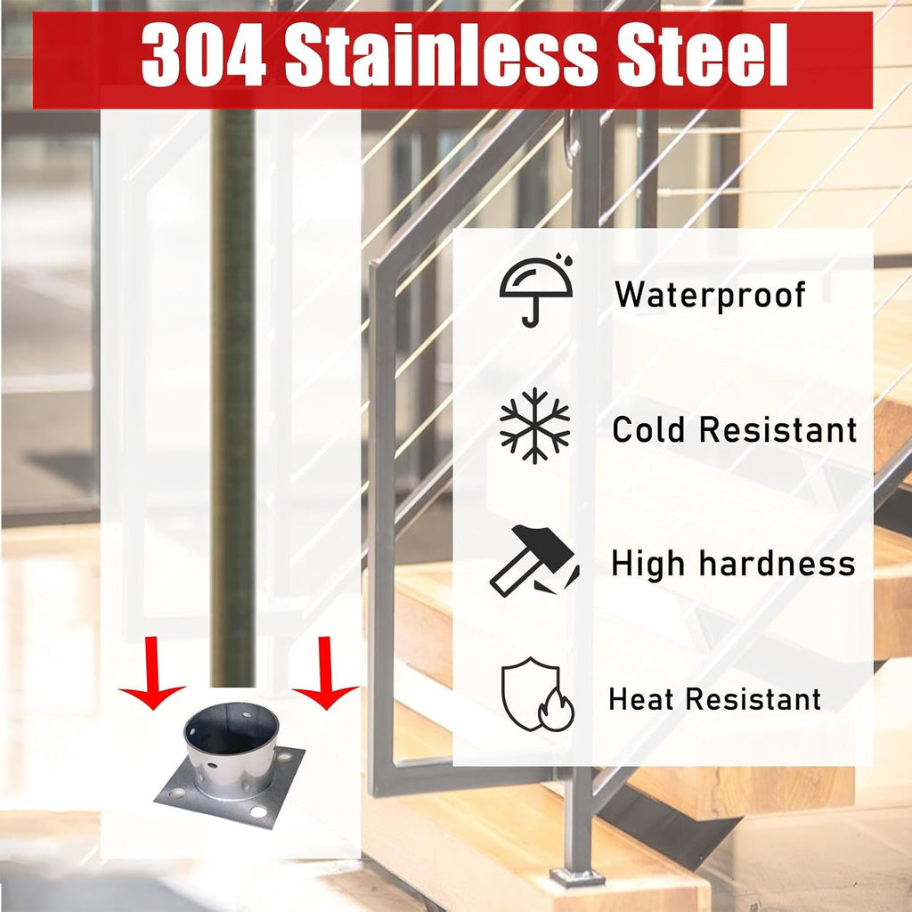 LZMZMQ 3.5 4 Inch Round Post Base, Stainless Steel Flange Anchor Base for Porch/Handrail/Railing/Fences/Mailboxes/Deck Roof, Surface Mount Post Base, 1 2 4 6 10 Pack(2pcs,Dia 100mm(4'))