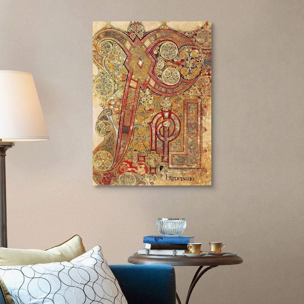 GREATBIGCANVAS Book of Kells. 8th-9th c. Chapter Letter Canvas Wall Art Print, History Home Decor Artwork,