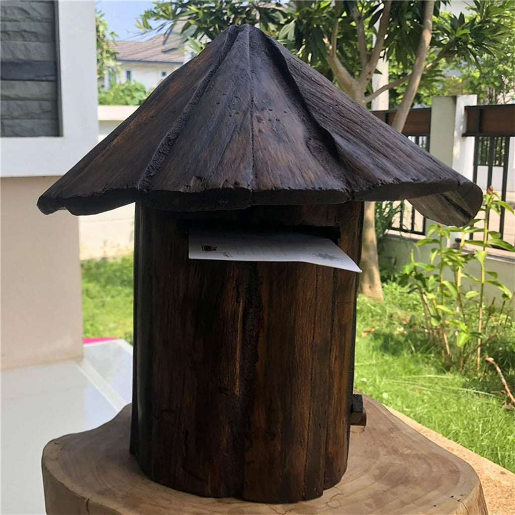 Wooden Cabin Mailbox,Small Mailboxes,Post-Mount Mailbox,Outdoor Rainproof Letter Box,Wall-Mount Mailbox,Mailboxes for Outside,for Home Bar House Decor 1pc