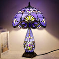 Tiffany Style Lamp Blue Baroque Stained Glass Table Lamp 12X19 Inches Mother-Daughter Vase Desk Reading Light Decor Bedroom Living Room Home Office