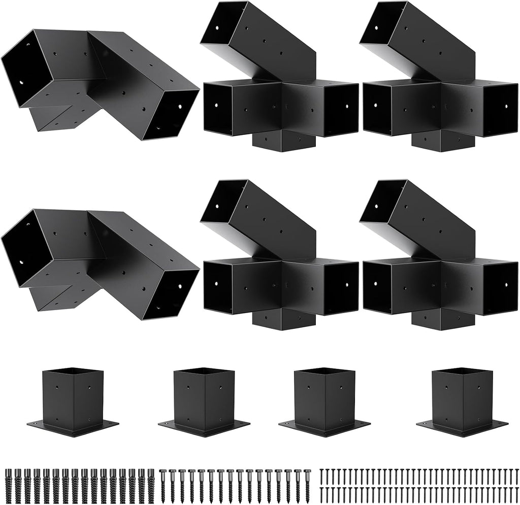 Heavy Duty 30°Slanted Roof Wall Mount 4x4 Pergola Bracket Kit,Angled Construction Pergola Hardware for Outdoor Wood Pergolas, Gazebo, Sheds