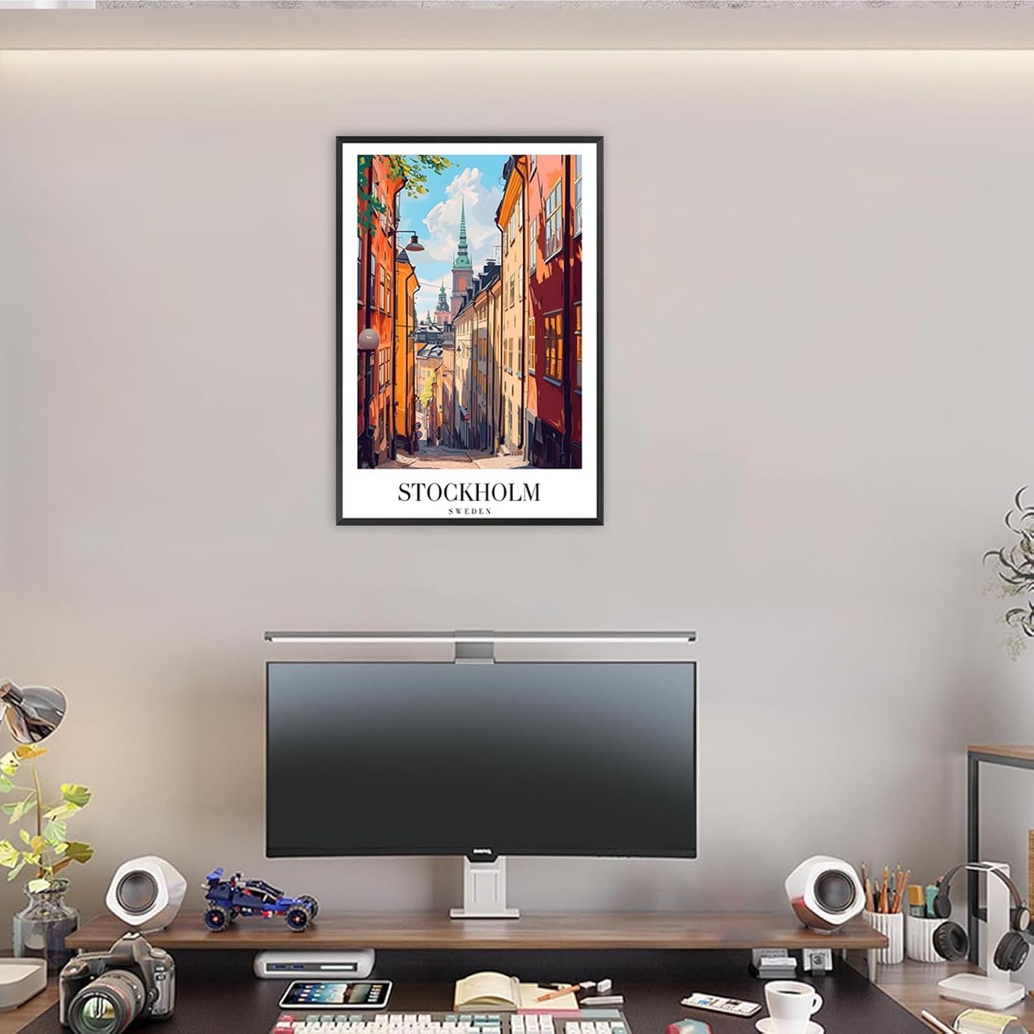Trendy Stockholm Travel Posters Funky Europe Sweden City Canvas Wall Art Stockholm Cathedral Sights Prints Painting For Apartment Home Bedroom Dorm Wall Decor 24x36in Framed