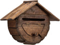 Outdoor Wall Mounted Mailbox Handmade House Type Wooden Mailboxes with Rainproof Eaves Parcel Boxes with Hanging Clasp Compact