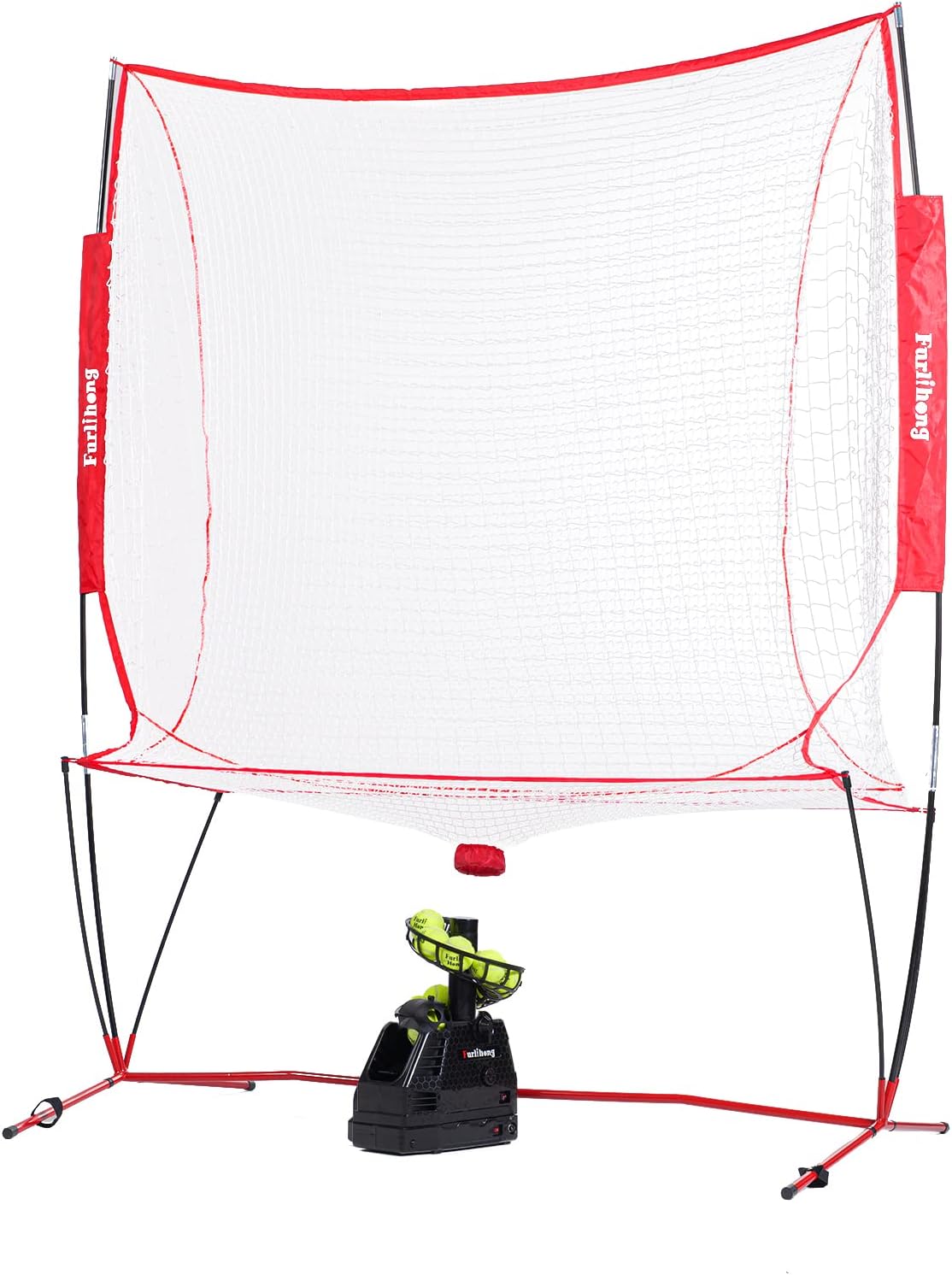 Furlihong 680NT 2 in 1 Tennis Ball & Baseball Training Machine and Net Combo, Ball Recycling System, Includes 680BH and NT01