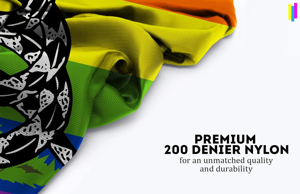 AGAS Large Dont Tread on Me Pride Flag 8x12 Ft - Printed 200D Nylon - Rope Thimble Brass Grommet Stitched Edges Fade Proof Sharp Color