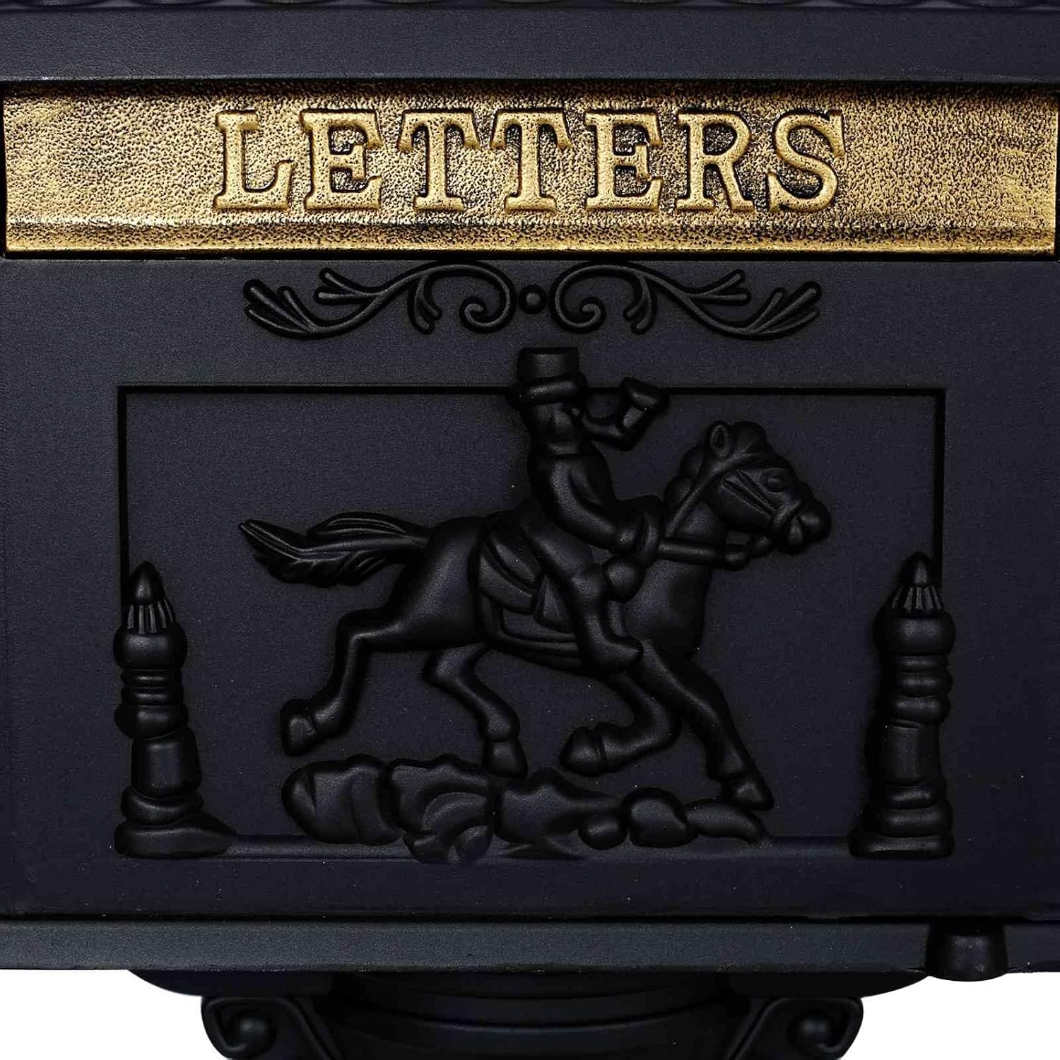 Cast Aluminum Post Mount Mailbox, Heavy Duty Courtyard Villa Decoration Vertical Security Postal Mailbox, Black