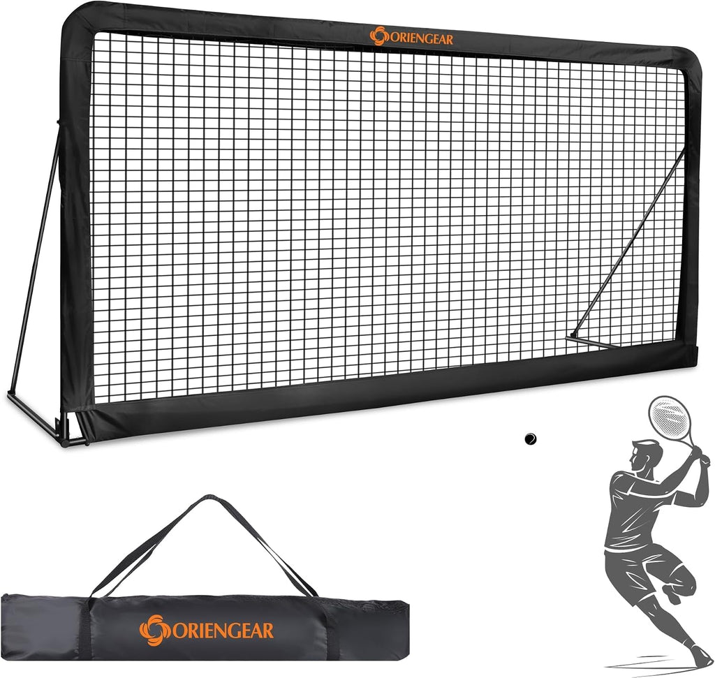 Tennis Rebound Practice Wall - 12ft x 6ft Rebounder Net for Tennis & Racquet Sports Ball & Pickleball, Training Tennises Backboard Net for Court Backyard and Indoor & Outdoor Training, Black