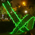 Green Dragon Ribbon with 3D Plastic Dragon Head, Dazzling Light Up Outdoor Dragon Dance Silk Poi for Garden, Park, Handheld Flowy Juggling Fitness Throw Streamer
