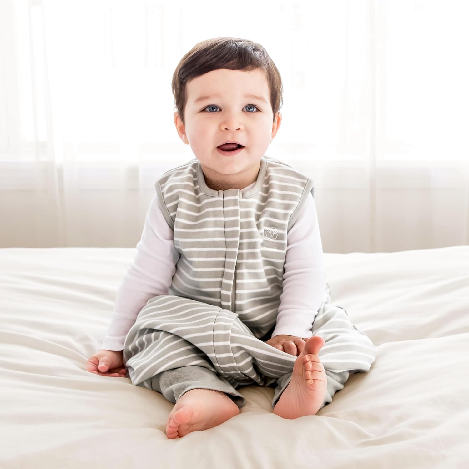Woolino 4 Season Baby Sleep Bag or Sack with feet, Australian Merino Wool and Organic Cotton, Toddler Sleeping Bag, 3-4T, Birch Gray