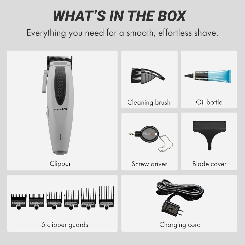 BaBylissPRO LithiumFX Cord/Cordless Lithium Ergonomic Hair Clippers for Men