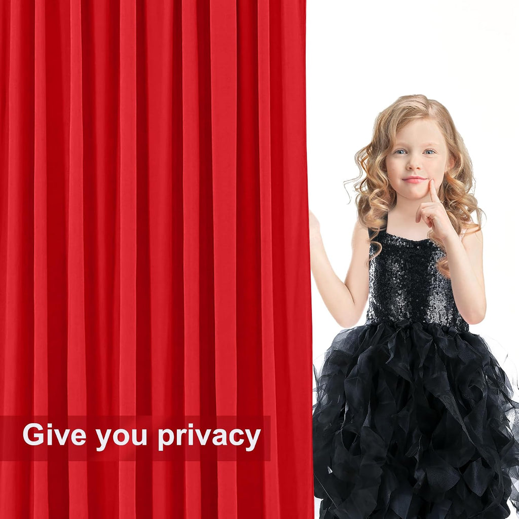 8 Panels Red Backdrop Curtains for Wedding Party Wrinkle Free Backdrops Curtain Drapes Fabric Decorations Photo Back Drop Cloth for Baby Shower Photography Stage Reception 40ft(W) x 12ft(H)