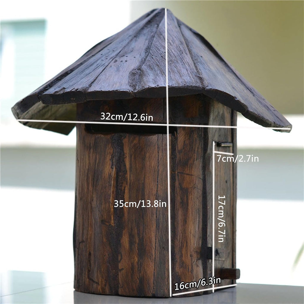 Wooden Cabin Mailbox,Small Mailboxes,Post-Mount Mailbox,Outdoor Rainproof Letter Box,Wall-Mount Mailbox,Mailboxes for Outside,for Home Bar House Decor 1pc
