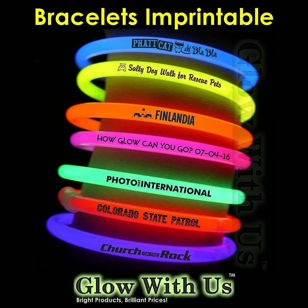 Brand Glow Sticks Bracelets Bulk Wholesale, 2500 8' Yellow Glow Bracelets, Bright Color, Glow 8-12 Hrs, Connectors Included, Glow Party Favor Supplies, Sturdy Packaging, Great Fun.