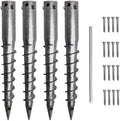 Ashman Ground Screw Round Posts (4 Pack), Outdoor No Dig Ground Screw Anchor with helical Spiral, 21' Inch Long - Fits Round Post & Flag Pole Base Ground Mount Screw in Post Stake, Mailbox Posts.