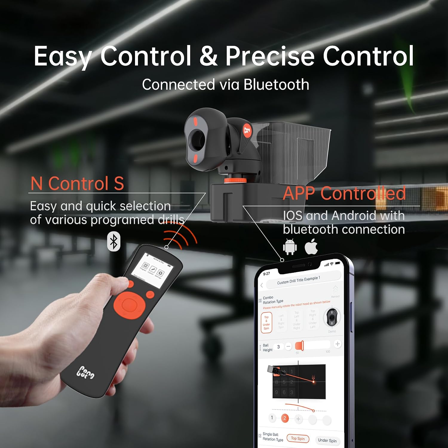PONGBOT Table Tennis Robot: APP Control 264 Drills, Portable Ping Pong Machine with Spin/Speed Customization, 150-Ball Capacity for Solo Training & Coaching
