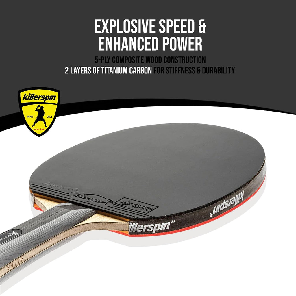 Killerspin Diamond TC Ping Pong Paddle, Advanced Table Tennis Paddle, Memory Book Paddle Case, Red/Black